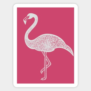 Flamingo Ink Art - cool and cute bird design on hot pink Magnet